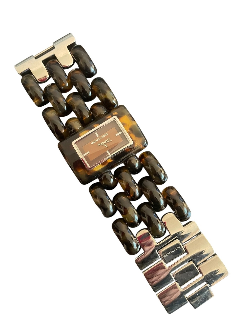 Michael Kors Tortoiseshell Brown and Gold Link Bracelet Watch